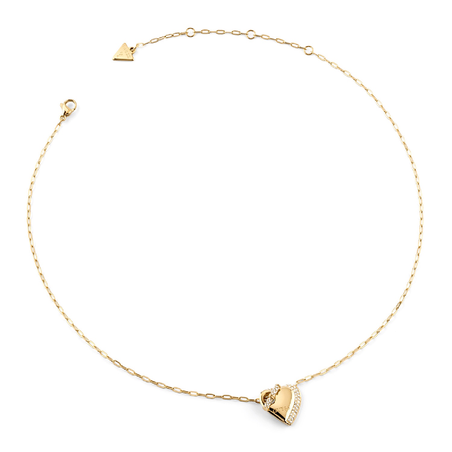 Guess JUBN06073JWYGT/U Damen-Kette T-Verschluss Herz Kristalle Goldfarben