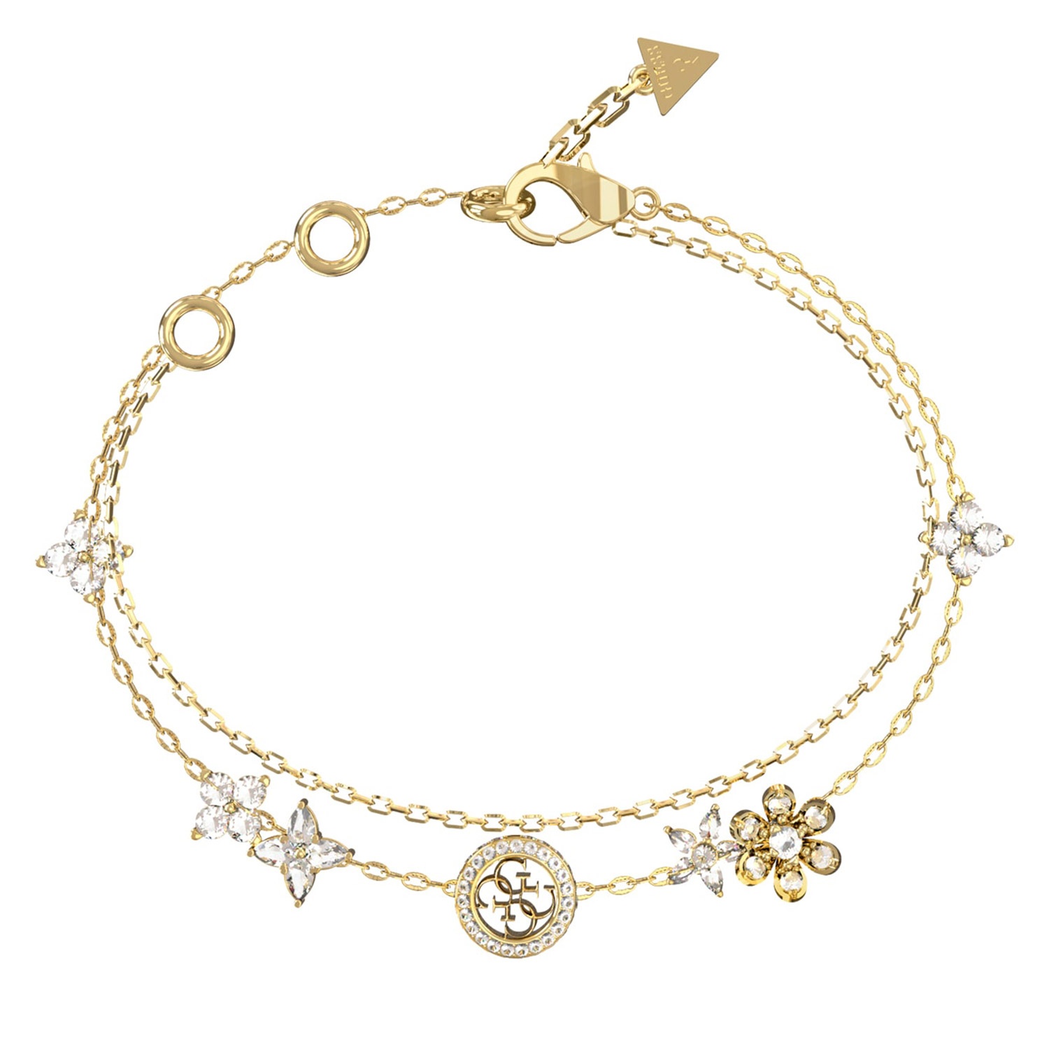 Guess JUBB06029JWYGS Damen-Armband Multi Flowers Weiß/Goldfarben