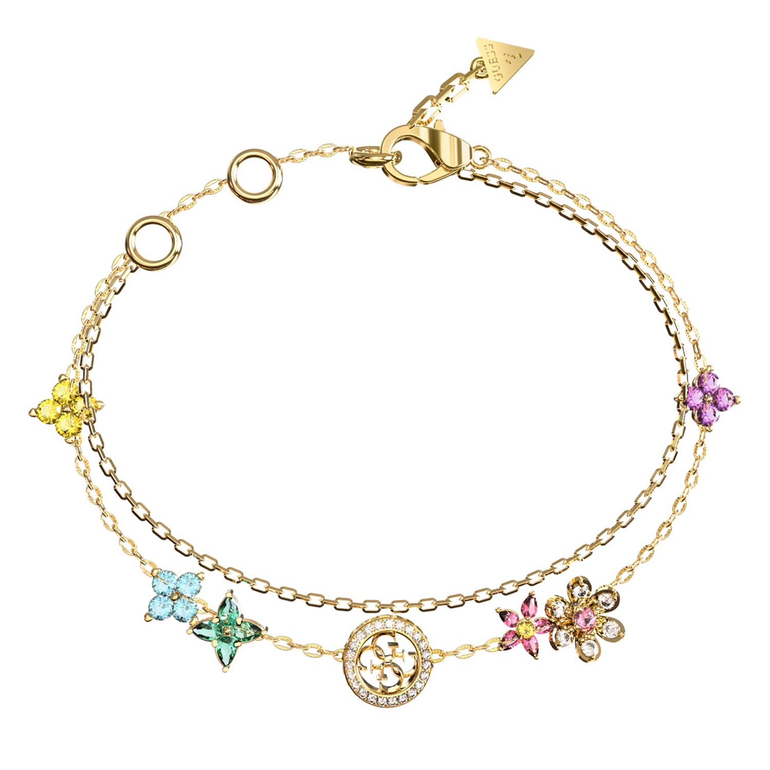 Guess JUBB06029JWYGMCS Damen-Armband Flowers Bunt/Goldfarben