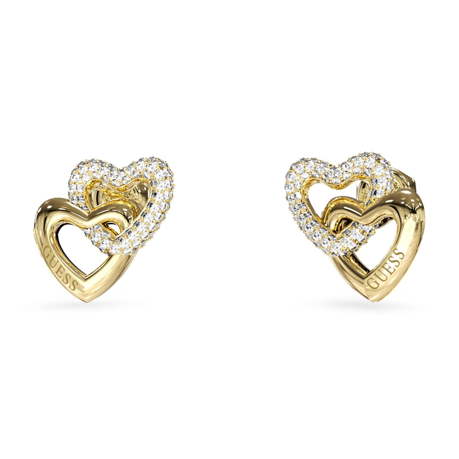 Guess JUBE06015JWYGT/U Damen-Ohrringe Ohrstecker Herzen Goldfarben