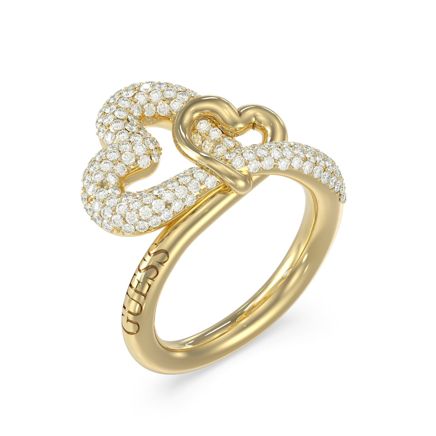 Guess JUBR06055JWYG Damenring Herz Pavé Goldfarben