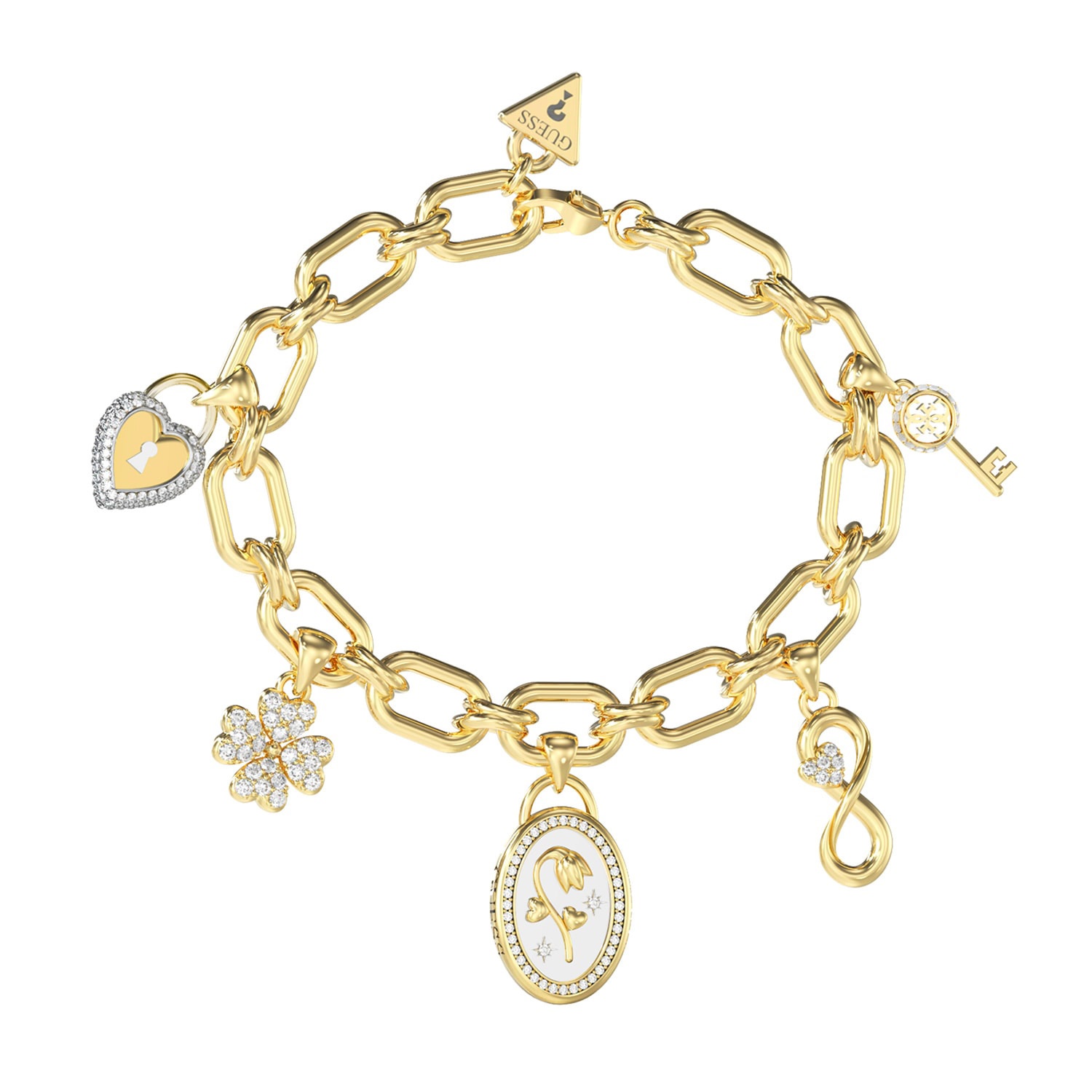 Guess JUBB06042JWYGS Damen-Armband Lucky Multi Charms Goldfarben