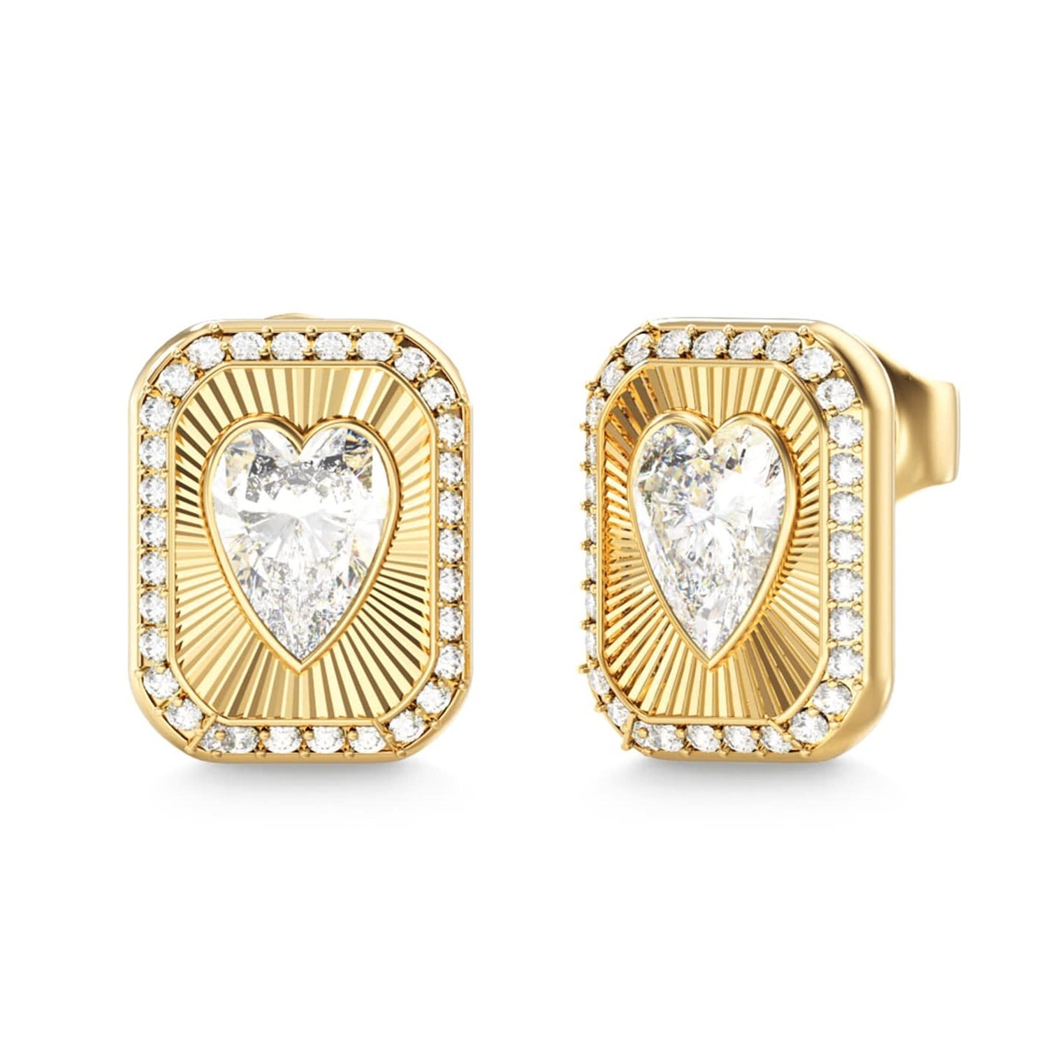 Guess JUBE06357JWYGT/U Damen-Ohrringe Ohrstecker Love Tag Goldfarben