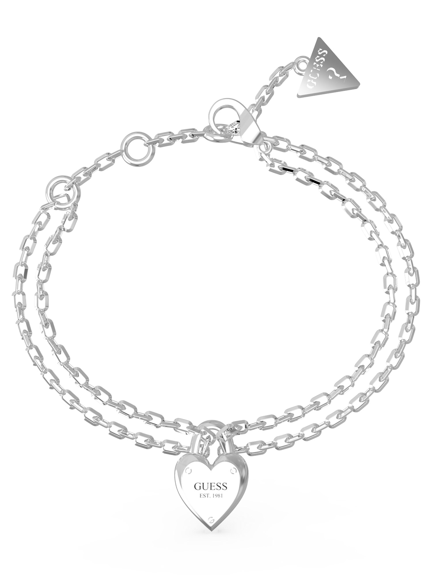 Guess JUBB04211JWRH Damen-Armband Herz-Schloss Silberfarben