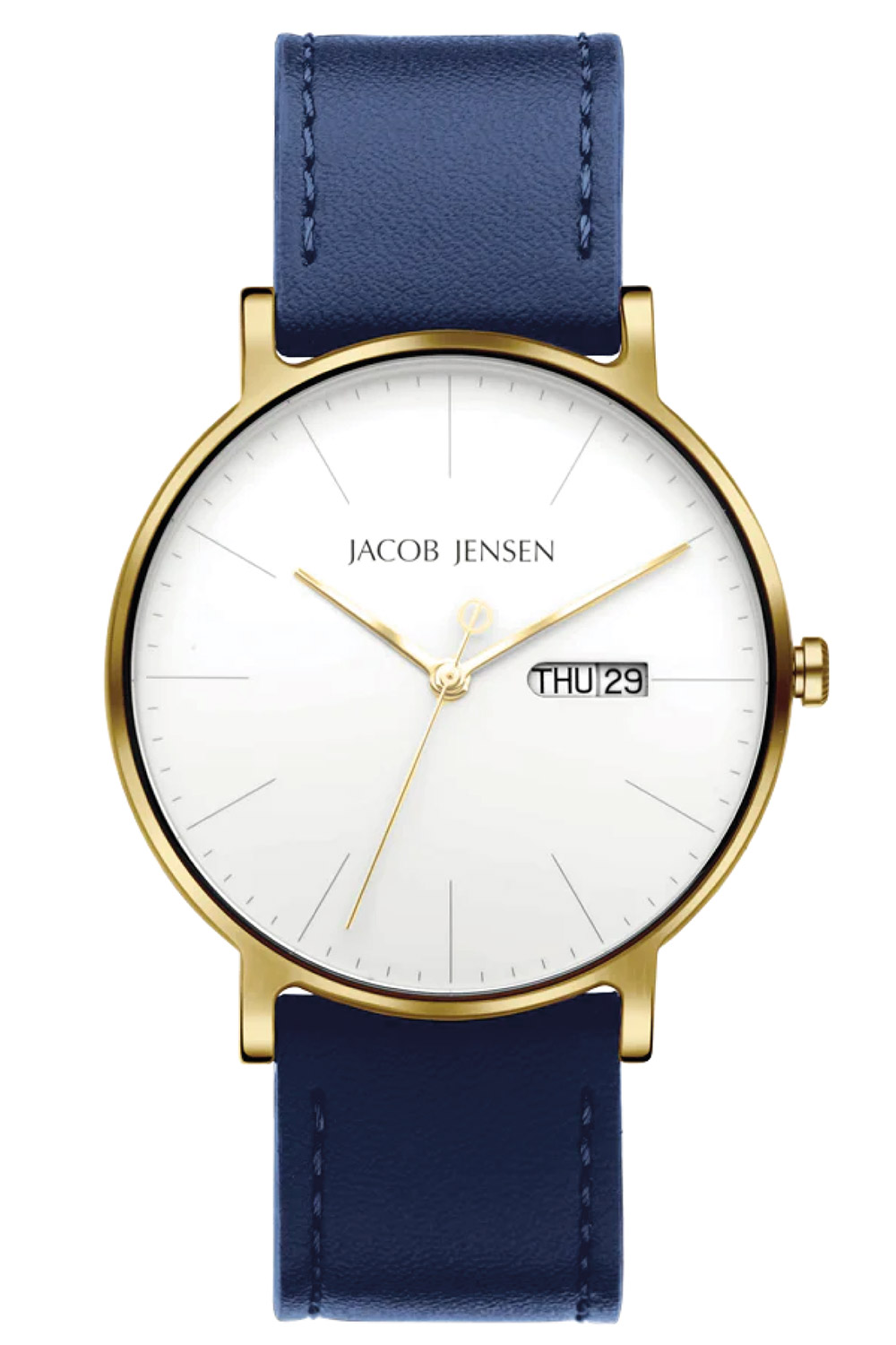 Jacob Jensen 166 Herrenuhr Quarz Titan Goldfarben/Blau Jacob Jensen 166 Herrenuhr Quarz Titan Goldfarben/Blau