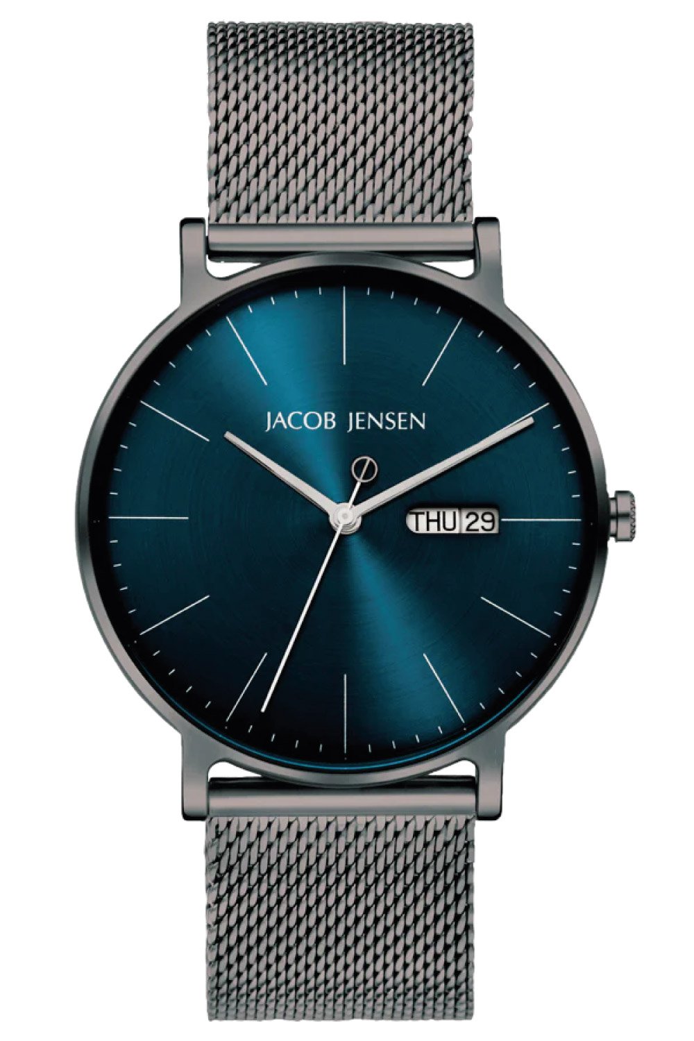 Jacob Jensen 167 Herrenuhr Quarz Titan mit Meshband Blau