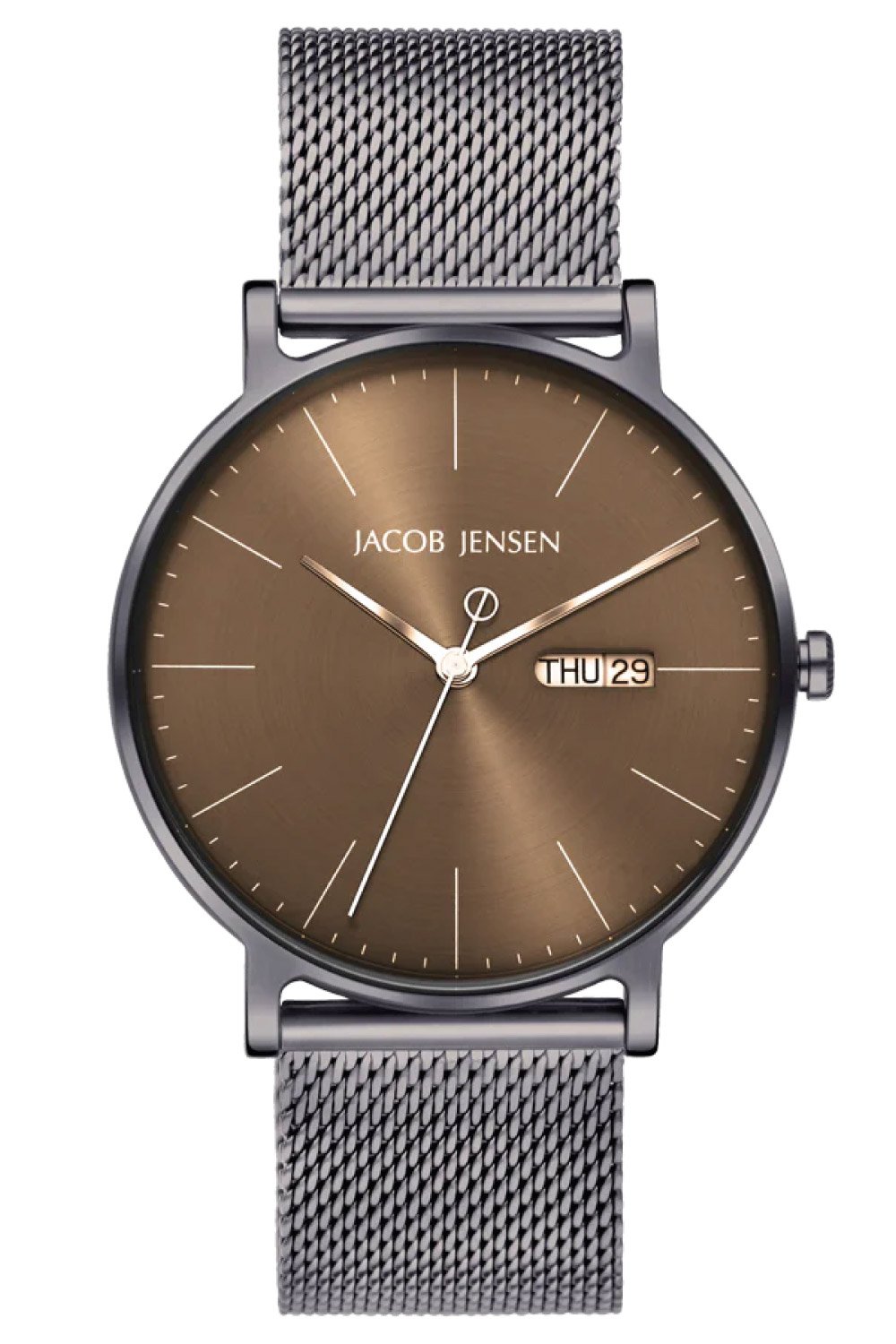 Jacob Jensen 168 Herren-Quarzuhr Titan mit Meshband Mokka Jacob Jensen 168 Herren-Quarzuhr Titan mit Meshband Mokka