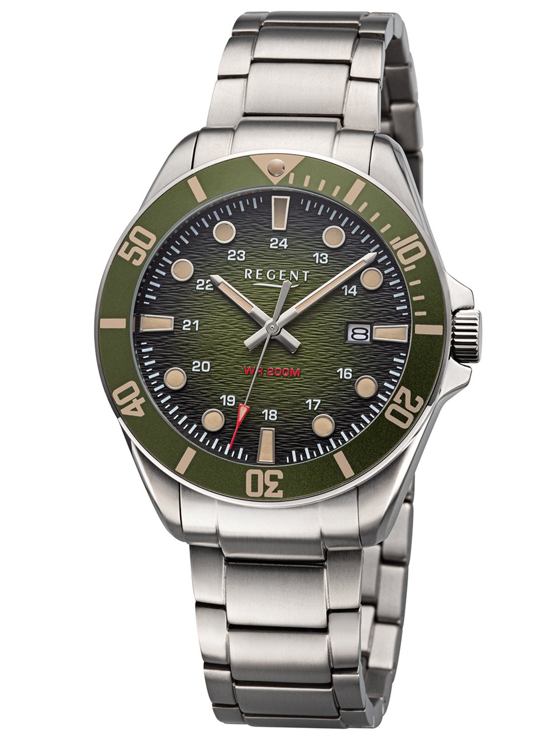 Regent BA-858 Herren-Armbanduhr Titan 20 Bar Wasserdicht Grün