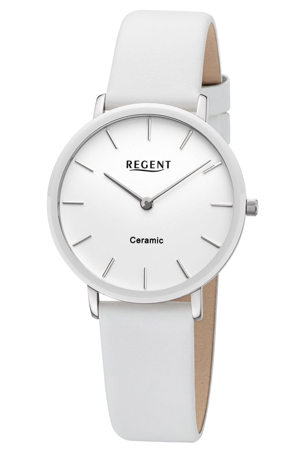Regent BA-841 Damenuhr Edelstahl/Keramik Weiß Ø 34 mm