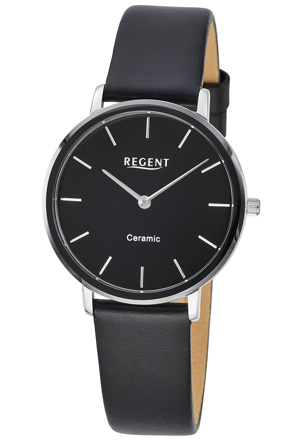 Regent F1585 Damenuhr Edelstahl Keramik Schwarz Ø 34 mm Regent F1585 Damenuhr Edelstahl Keramik Schwarz Ø 34 mm