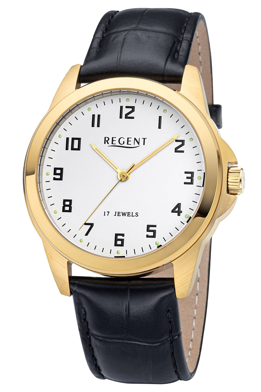 Regent F-1631 Herrenuhr Handaufzug Schwarz/Goldfarben