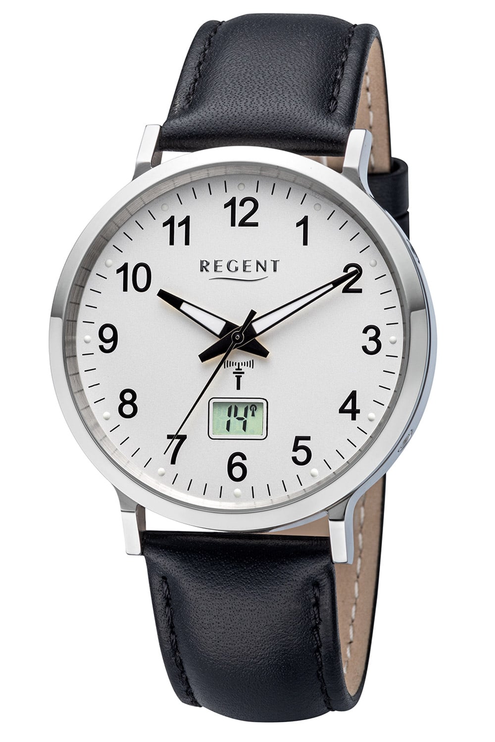 Regent FR-295 Herren-Funkuhr Gut Ablesbar Schwarz/Silberfarben