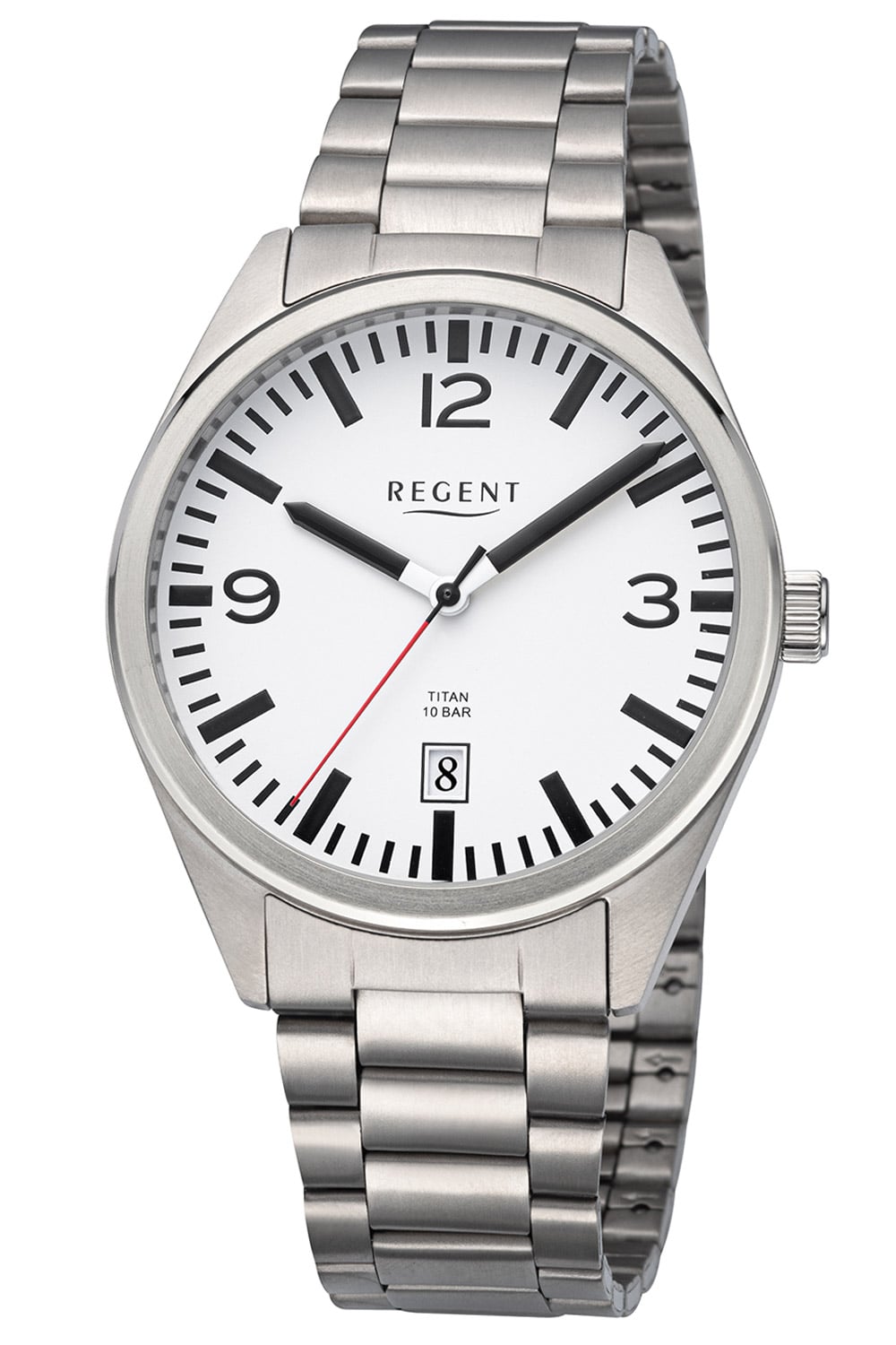 Regent F-1605 Herren-Armbanduhr Titan 10 Bar Weiß