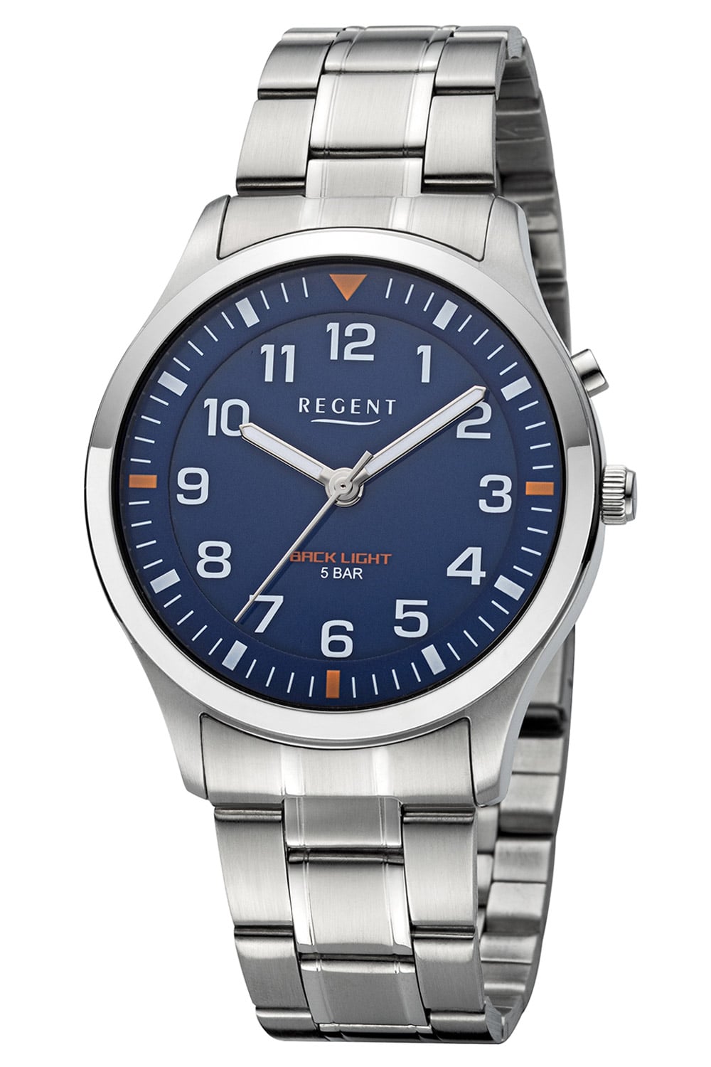 Regent F-1610 Herrenuhr mit Beleuchtung Edelstahl/Blau