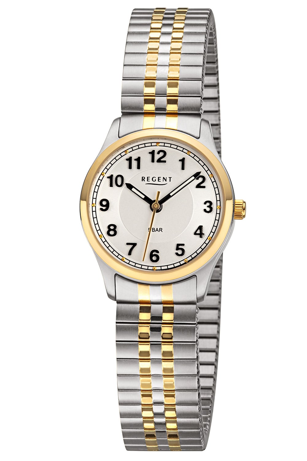 Regent BA-887 Damen-Armbanduhr mit Zugband Zweifarbig