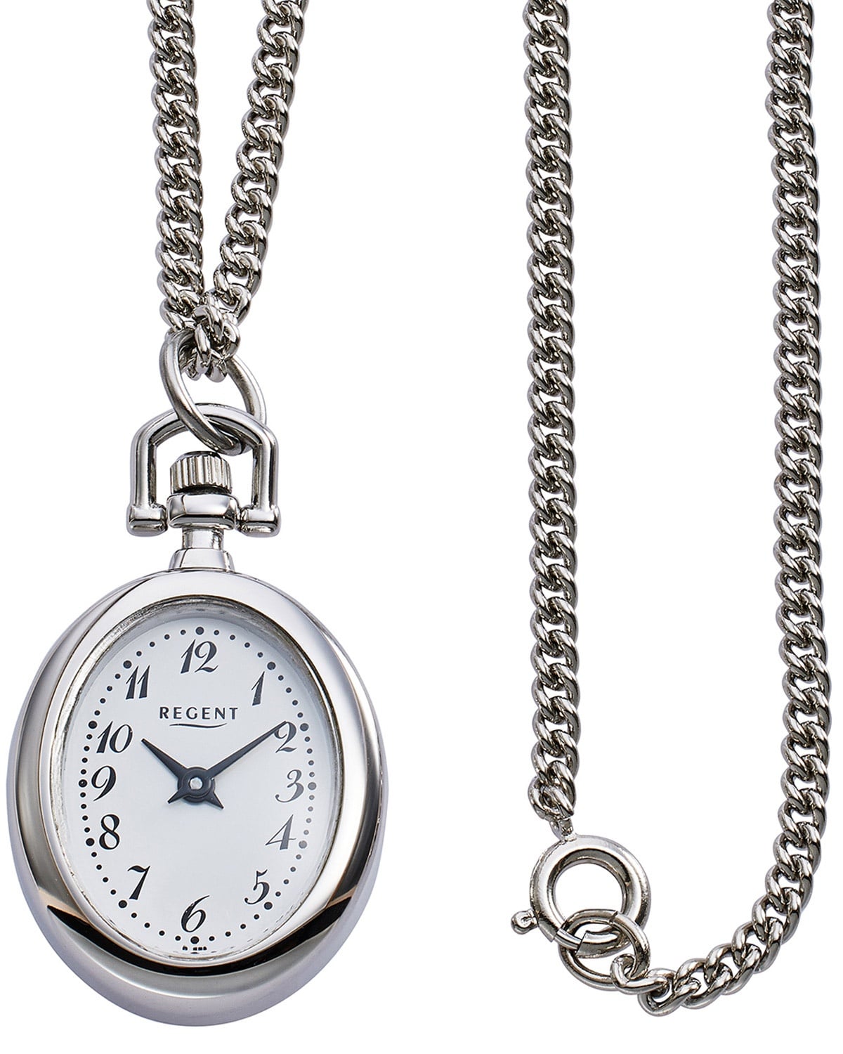 Regent P-779 Umhängeuhr mit Kette Silberfarben
