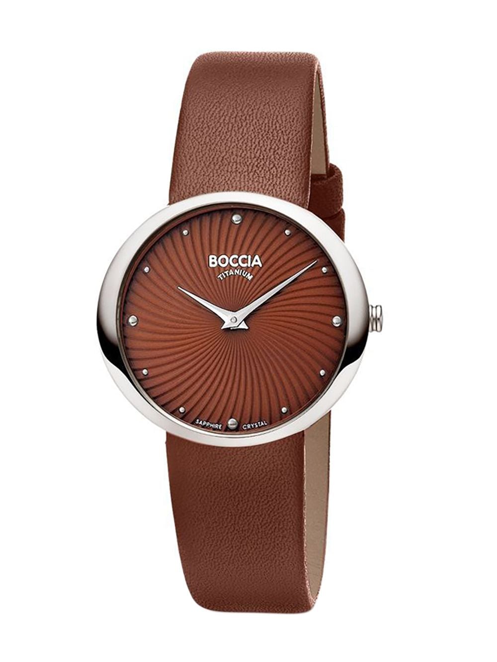 Boccia Damen-Armbanduhr Titan mit Lederband Braun