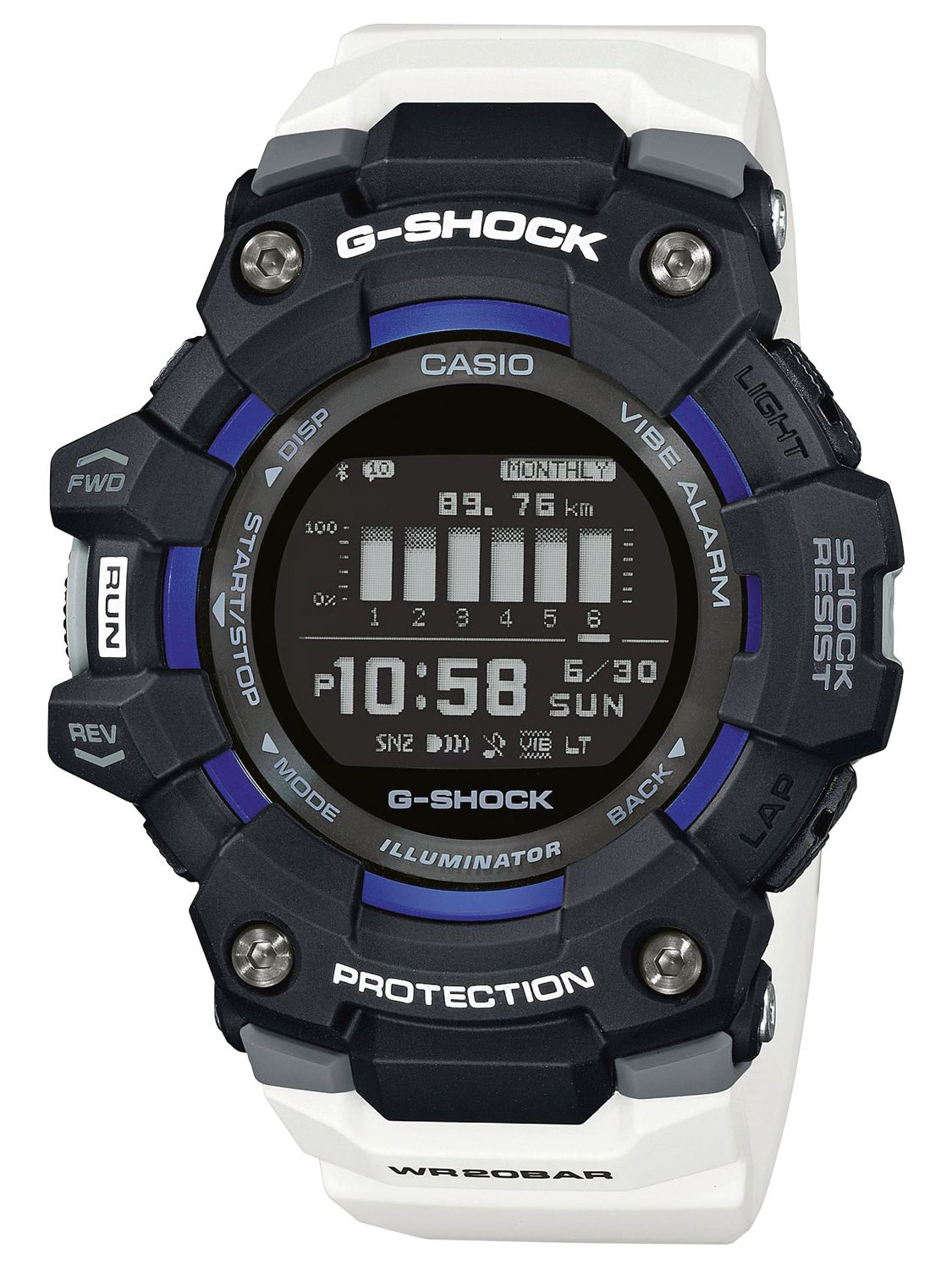 Casio Gbd 100 1a7er G Shock G Squad Digital Watch With Bluetooth Black White