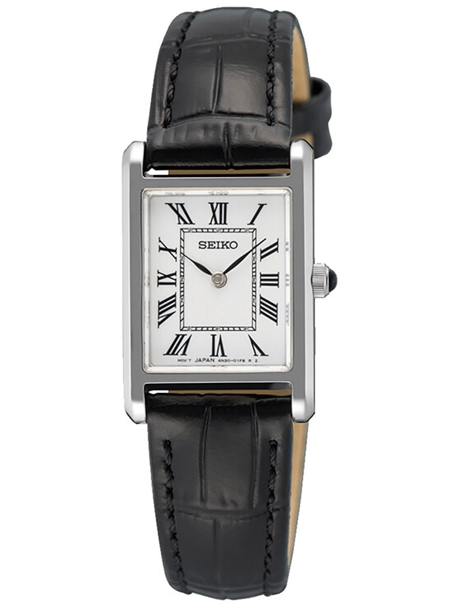 Seiko Damenuhr Quarz mit Lederband Schwarz SWR107P1 • uhrcenter