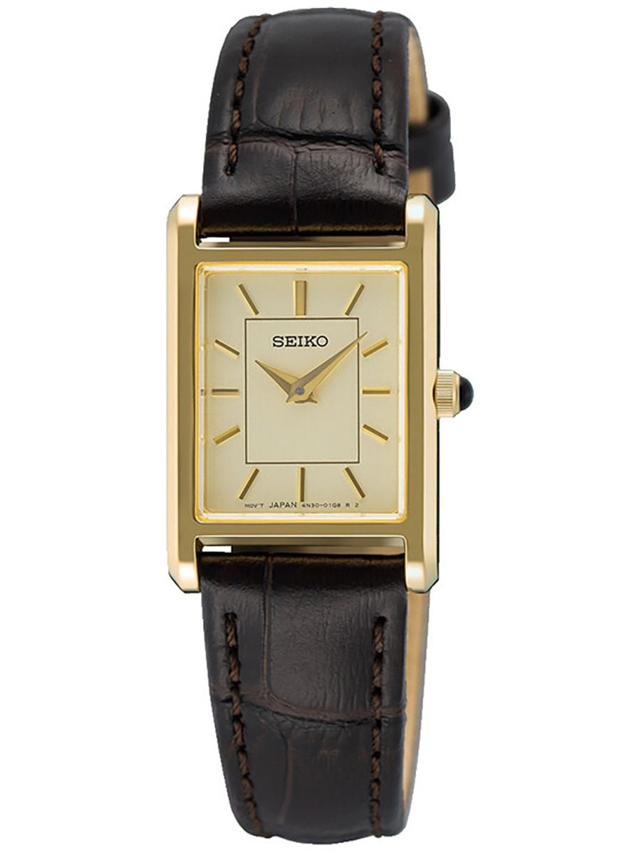 Seiko Damenuhr Quarz mit Lederband Goldfarben SWR110P1 • uhrcenter