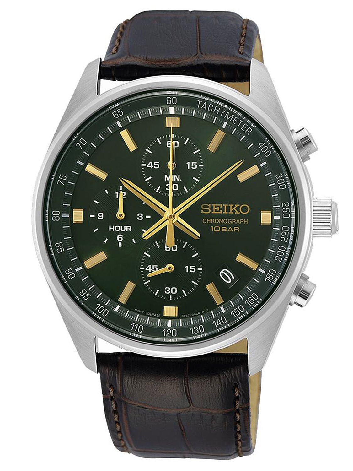 Introducir 38+ imagen seiko chronograph leather strap watch
