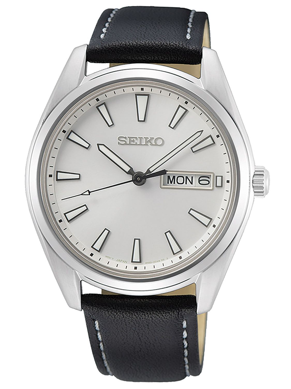 SEIKO SUR447P1 Men´s Wristwatch with Leather Strap Black