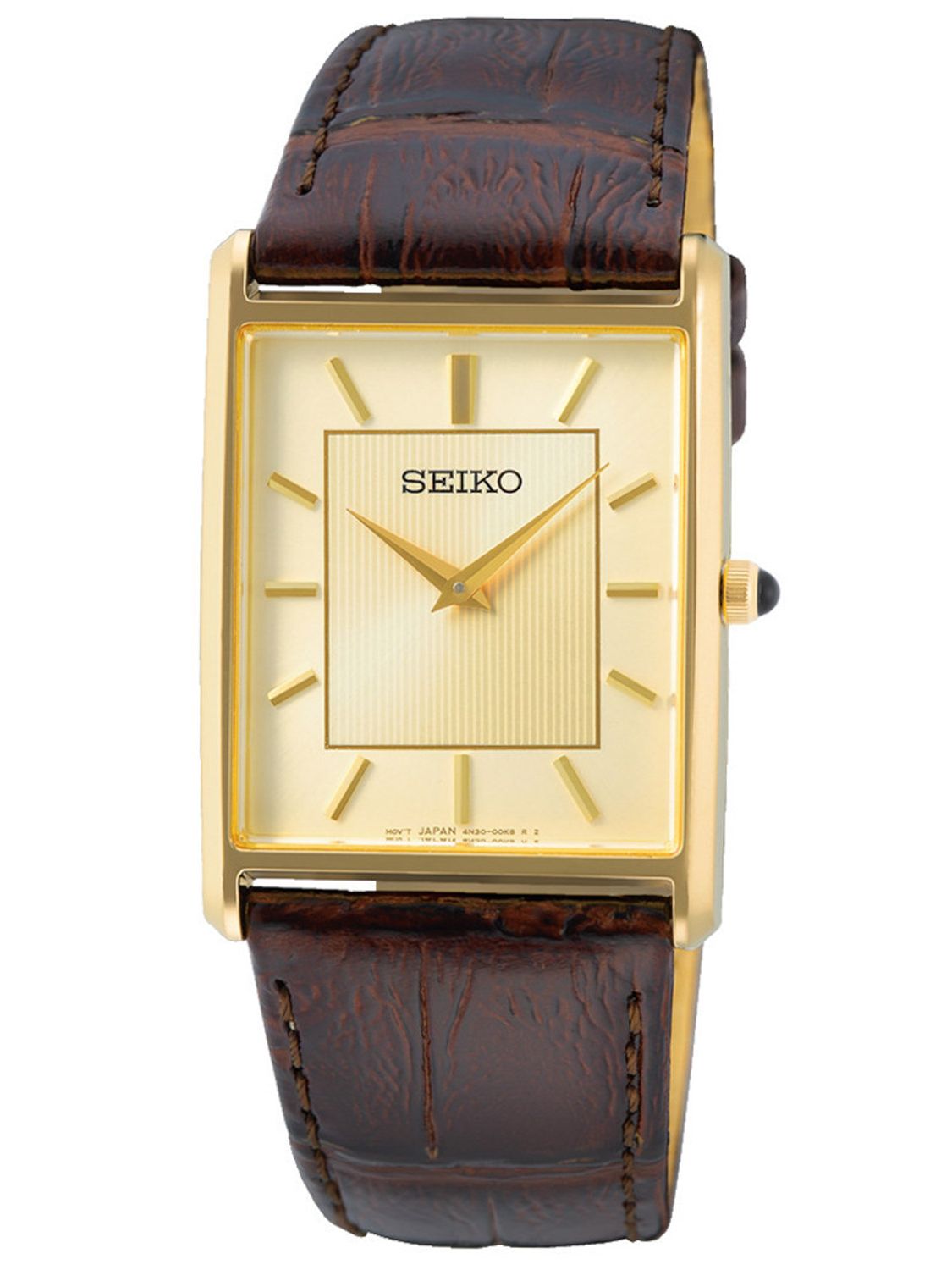 Seiko SWR064P1 Men's Watch with Leather Strap Brown/Gold Tone