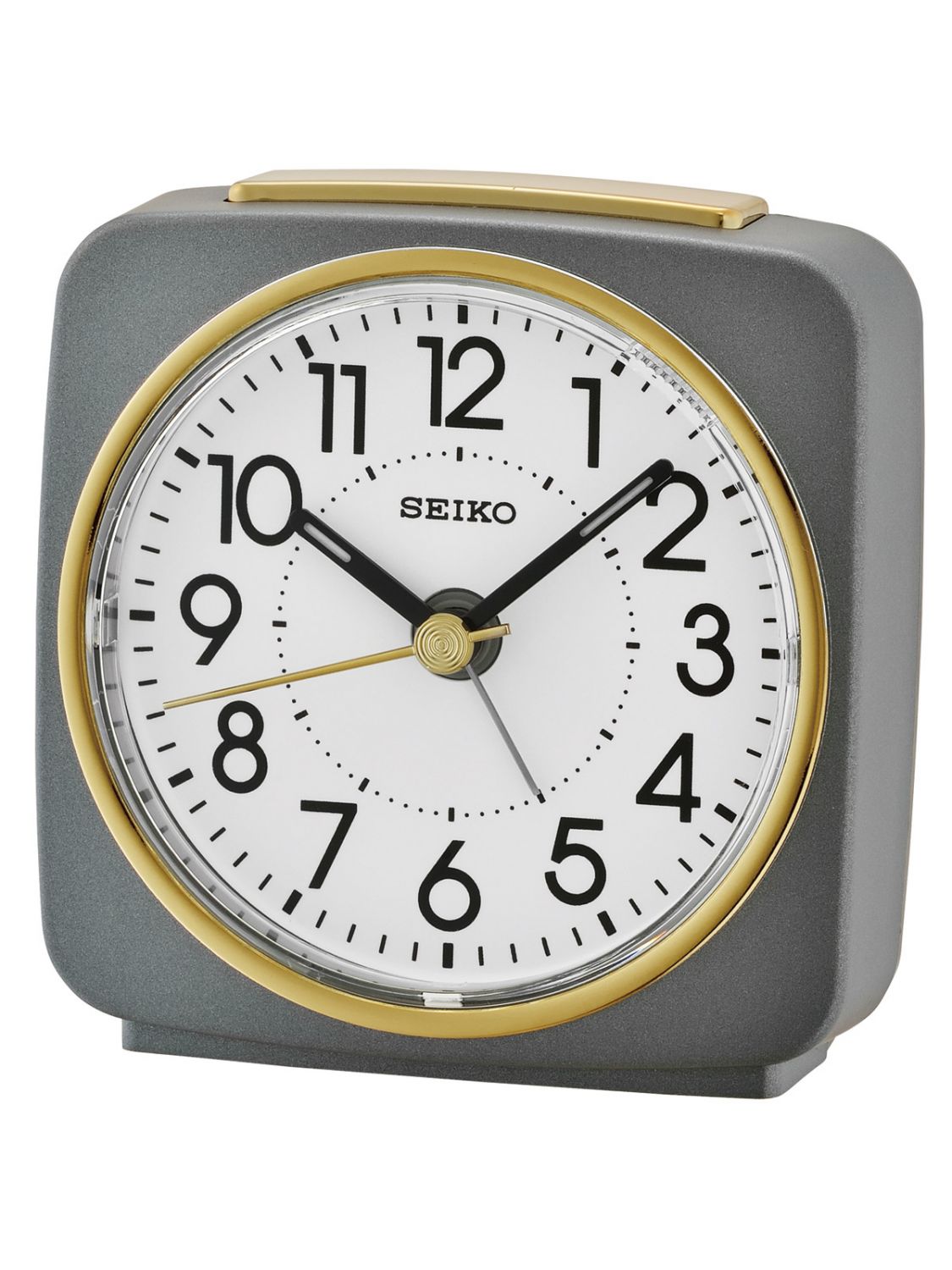 SEIKO QHE140N Alarm Clock No Ticking grey / gold • uhrcenter