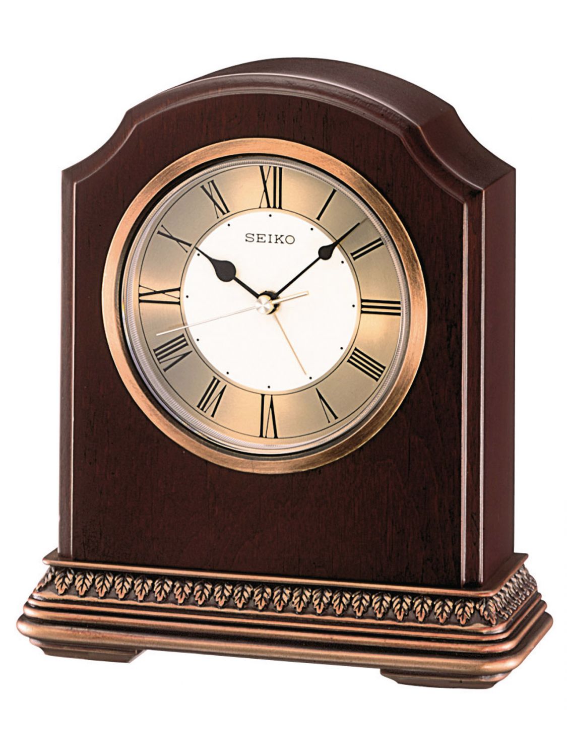 SEIKO QXE018B Table Clock with Alarm Function Brown Wood