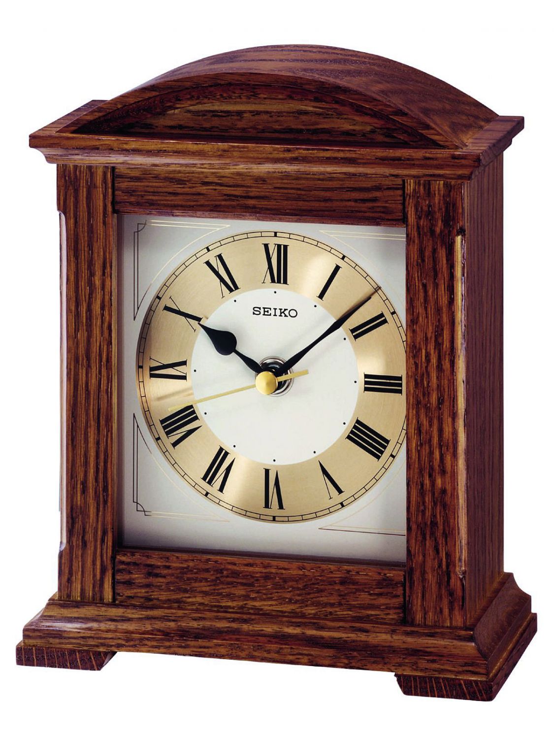 SEIKO QXG123B Table Clock Brown Oak Wood without Ticking