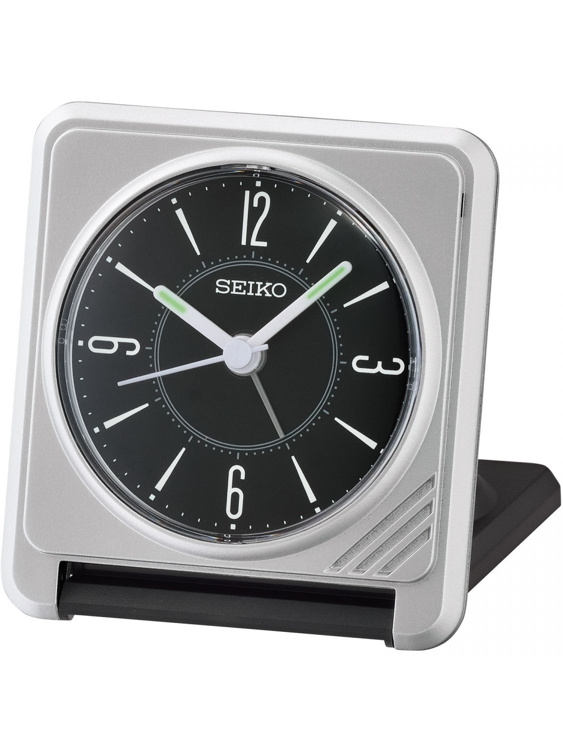 SEIKO QHT015A Travel Alarm Clock Black / Silver • uhrcenter