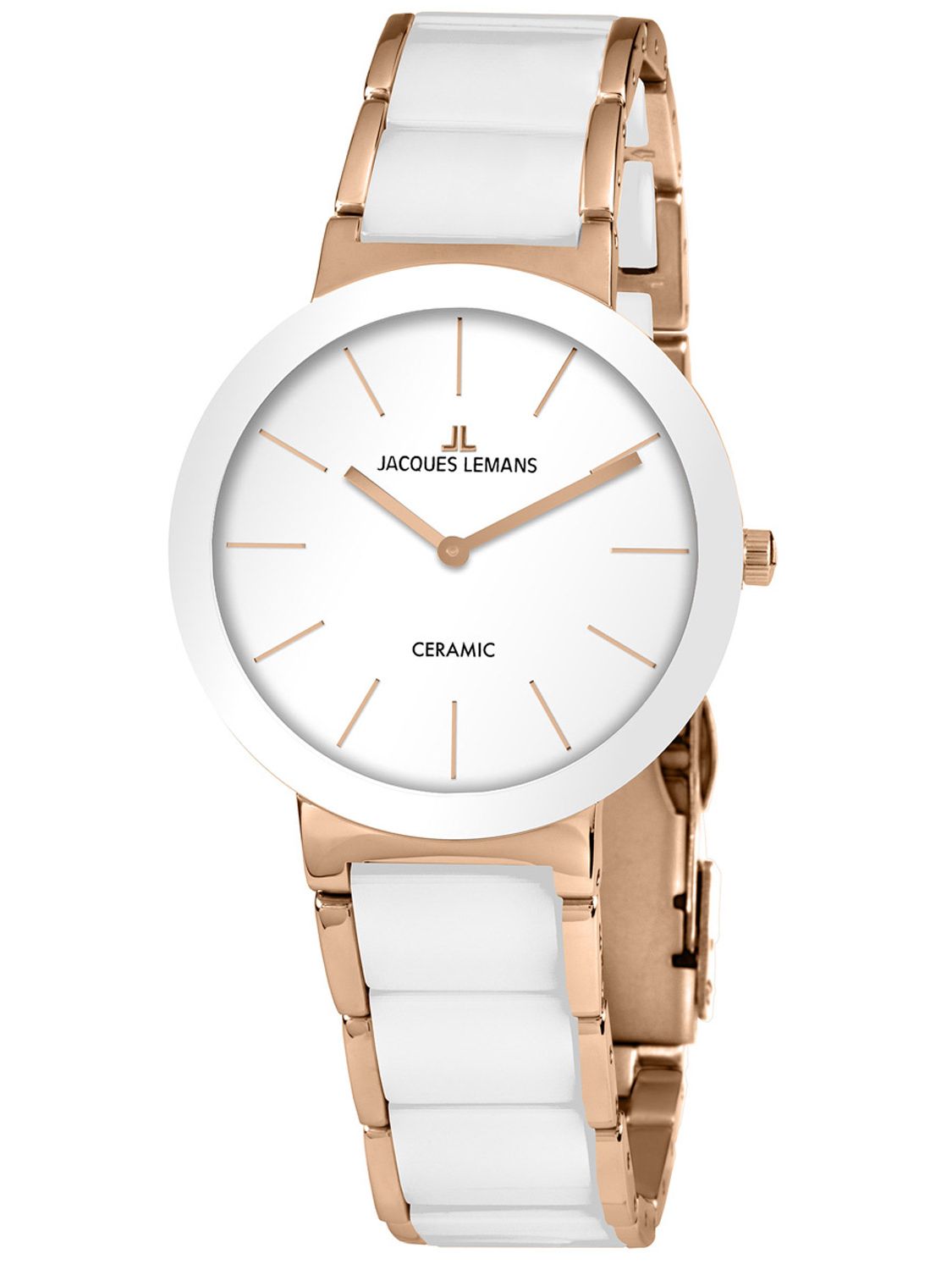 Jacques Lemans Damen-Armbanduhr Monaco Roségoldfarben/Keramik Weiß 42-7D •  uhrcenter