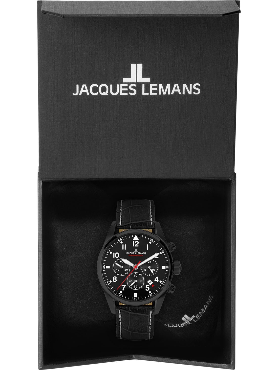 Jacques Lemans Orologio Sportivo 42-2B: Cronografo Con Cassa In Acciaio, Quadrante Blu E Cinturino In Pelle - 2