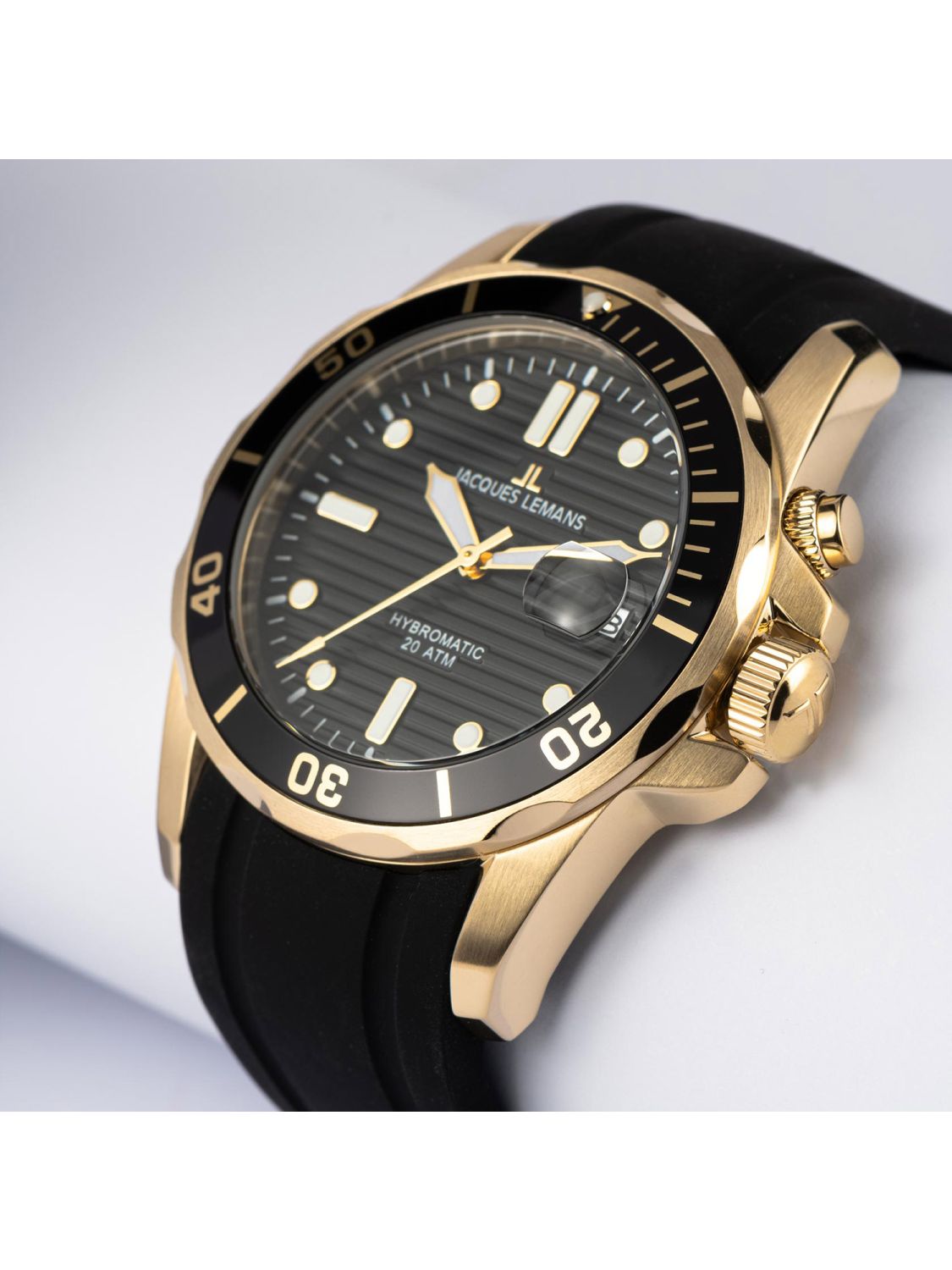 Jacques Lemans Men\'s Watch Tone uhrcenter Black/Gold Hybromatic 1-2170F •