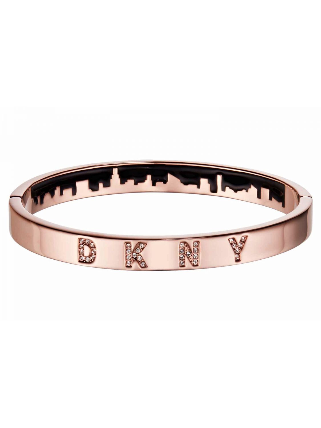 DKNY 60559659DH Rose Tone Crystal Logo Bracelet  J4625  FHinds Jewellers