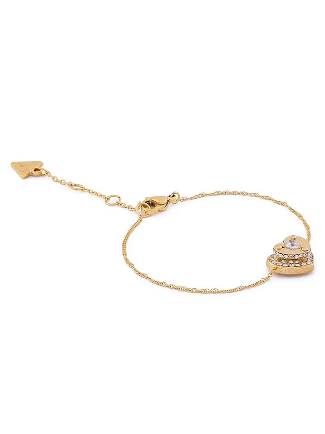 Guess Women's Bracelet Heart Pave Gold Tone S JUBB05550JWYGS