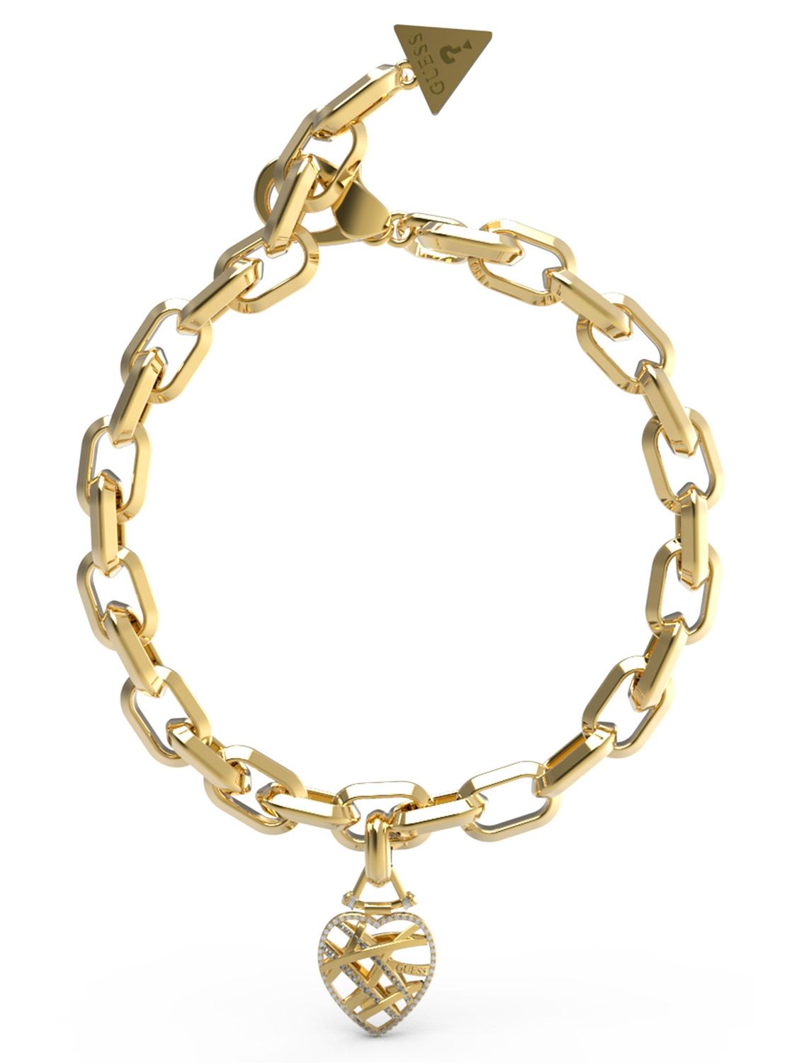 Guess Women's Bracelet with Heart Charm Gold Tone JUBB03094JWYG • uhrcenter