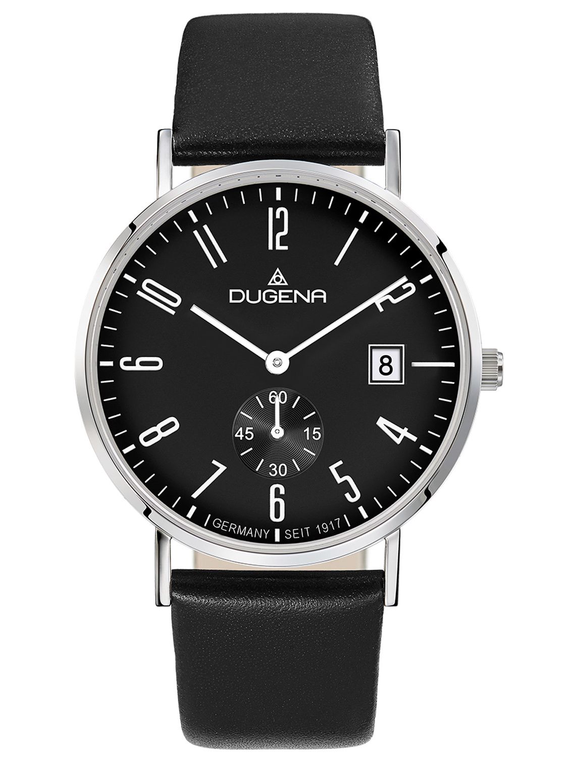 Dugena Men's Quartz Watch Mondo Black Leather Strap 4460666-1 • uhrcenter