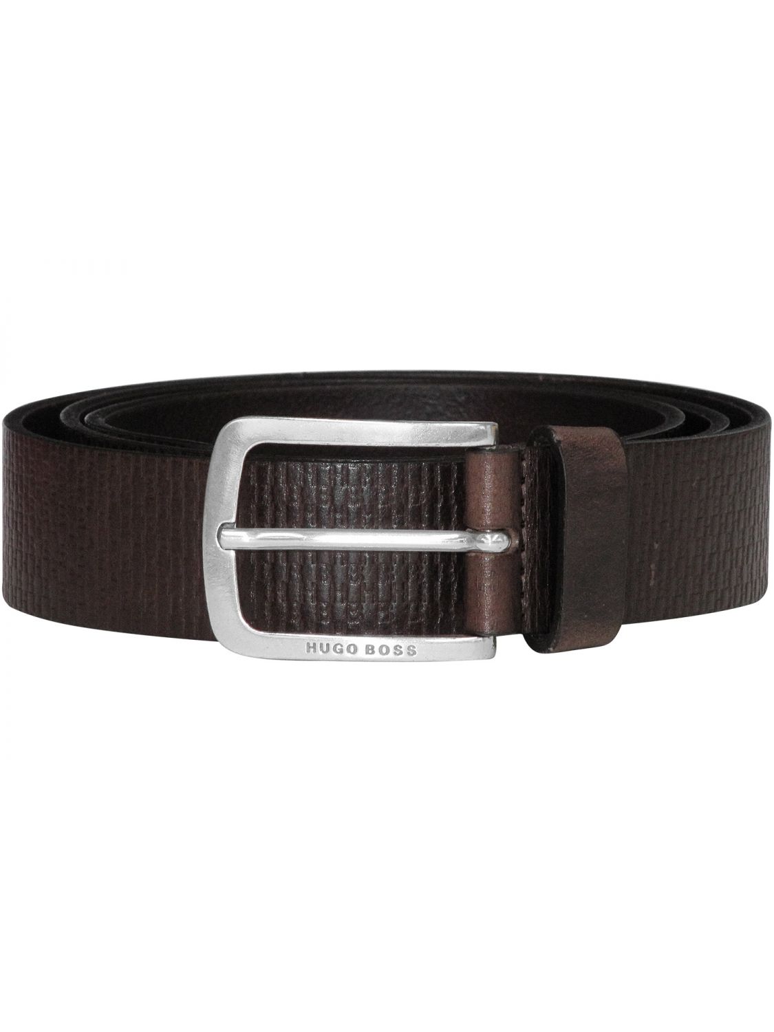 BOSS Men's Belt with Embossed Logo Leather Brown 50435219-202