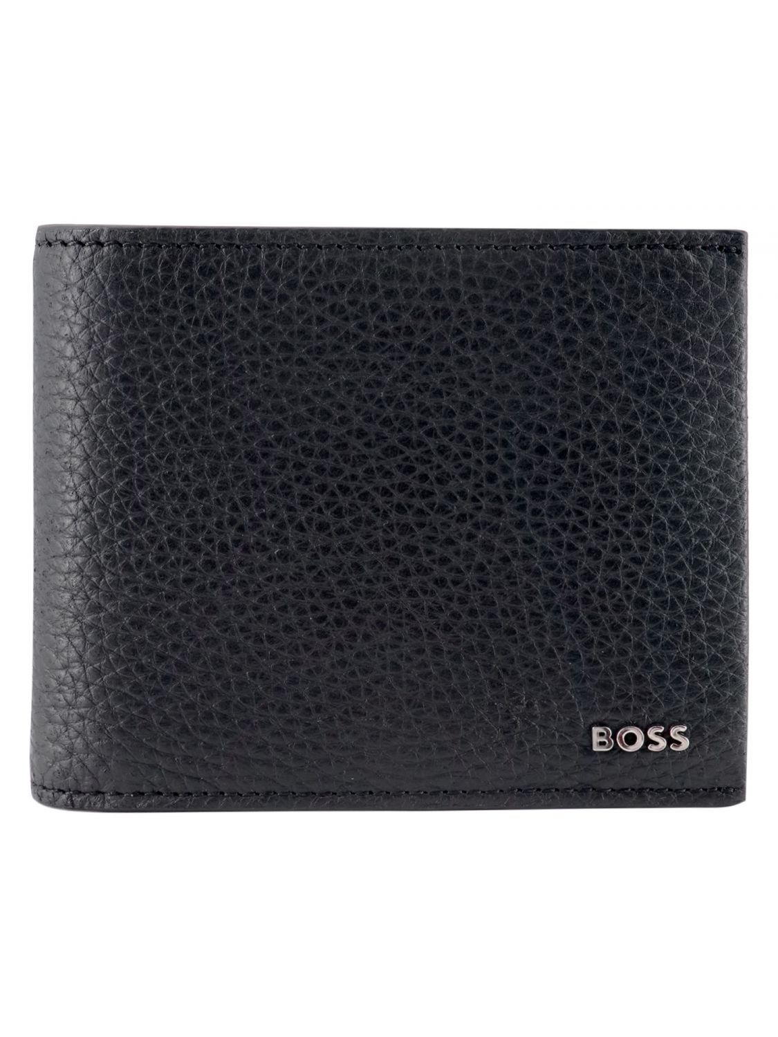 BOSS Crosstown Italian Leather Card Holder with Money Clip, Black
