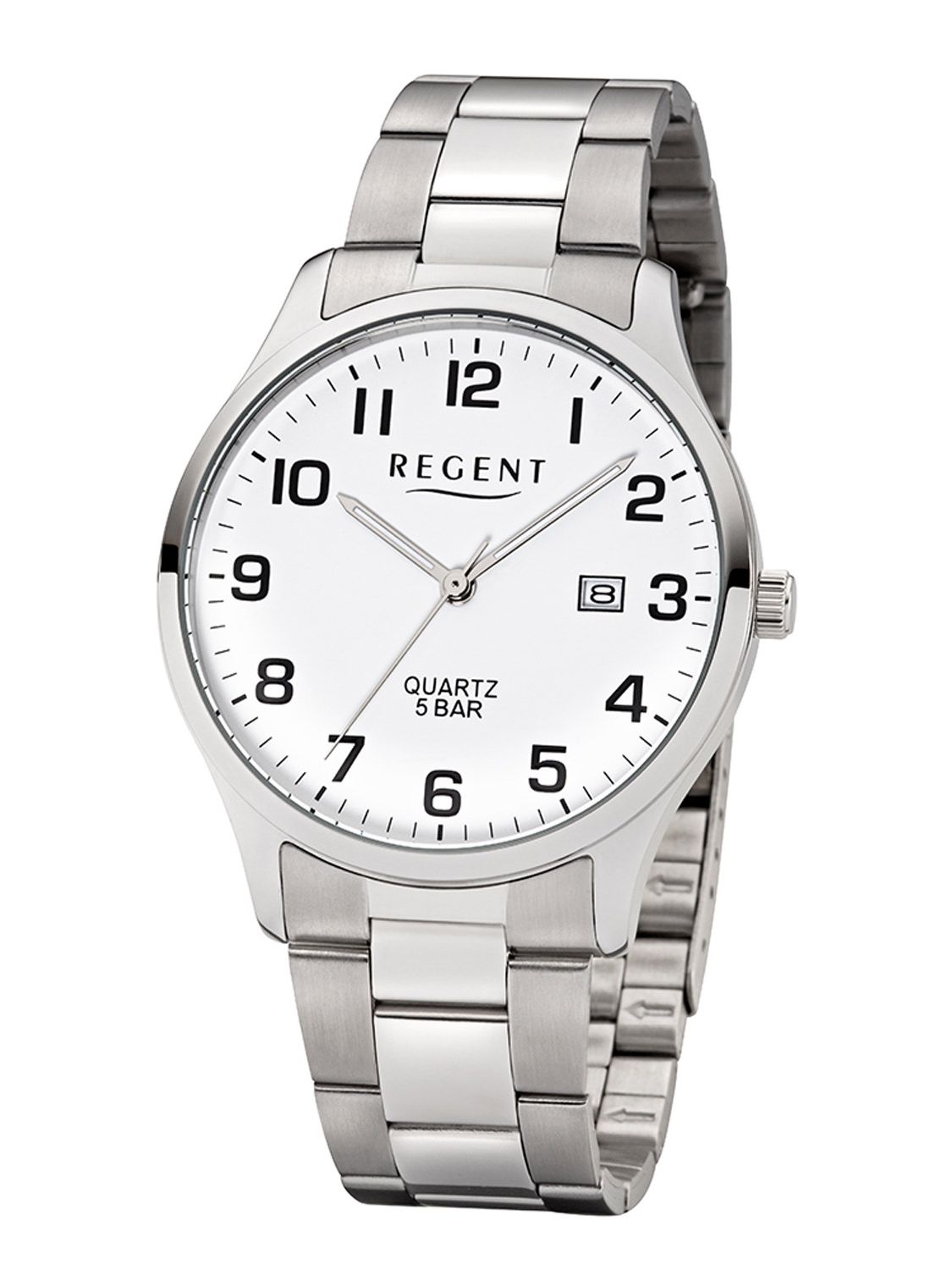 Regent Herren-Armbanduhr mit Stahlband Weiß F-1178 • uhrcenter
