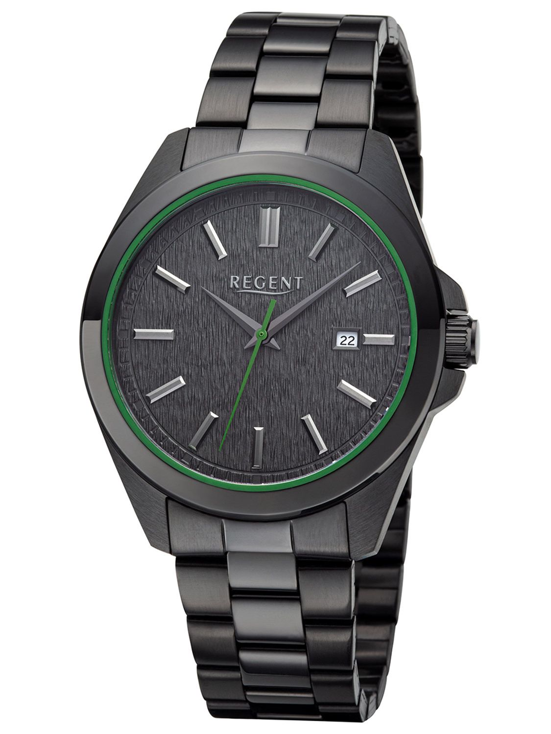 11150788 Regent Black/Green Quartz Watch Men uhrcenter for •