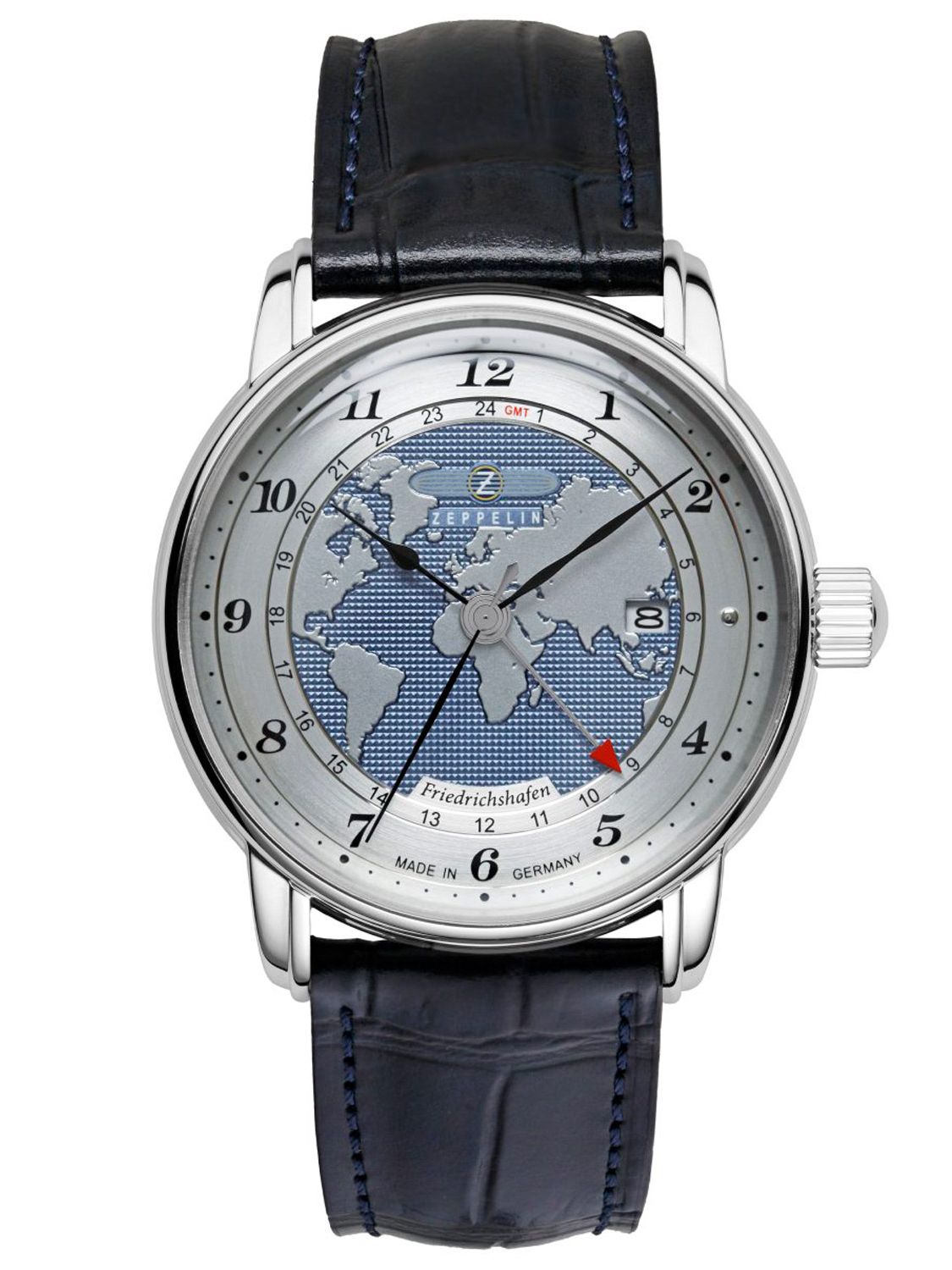 Zeppelin Men´s Wristwatch Automatic GMT Friedrichshafen Blue 8596-3 • uhrcenter Zeppelin Men´s Wristwatch Automatic GMT Friedrichshafen Blue 8596-3 • uhrcenter