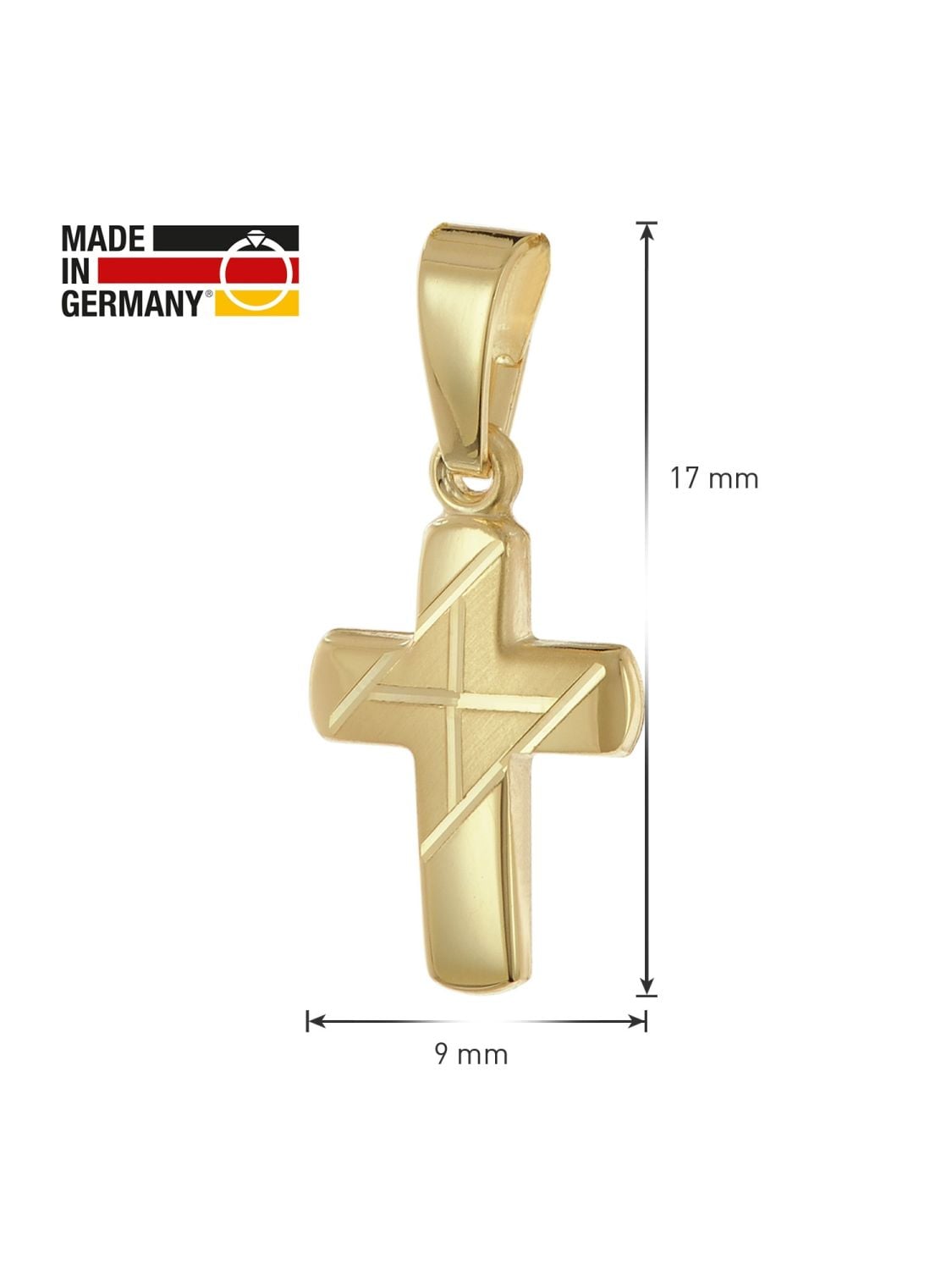 Echt Gold 333 Kreuz Anhänger Unendlich Taufe Kommunion Mit Kette Silber 925 Vg