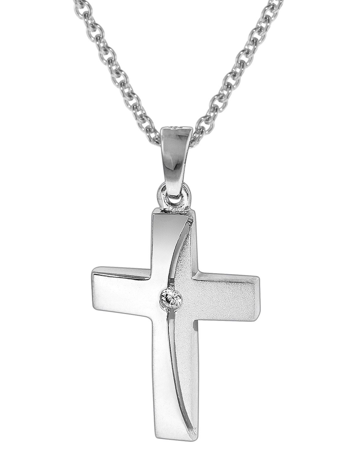 Cubic Zirconia Silver Cross Necklace - Women's Necklaces