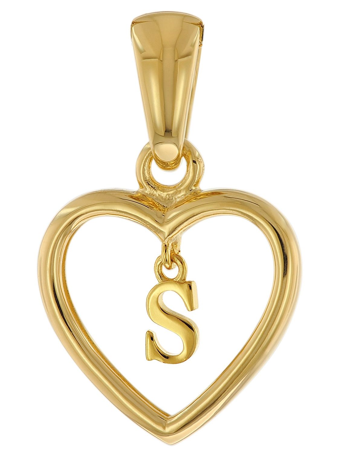 trendor 51850-S Heart Pendant with Letter S Gold Plated 925 Silver
