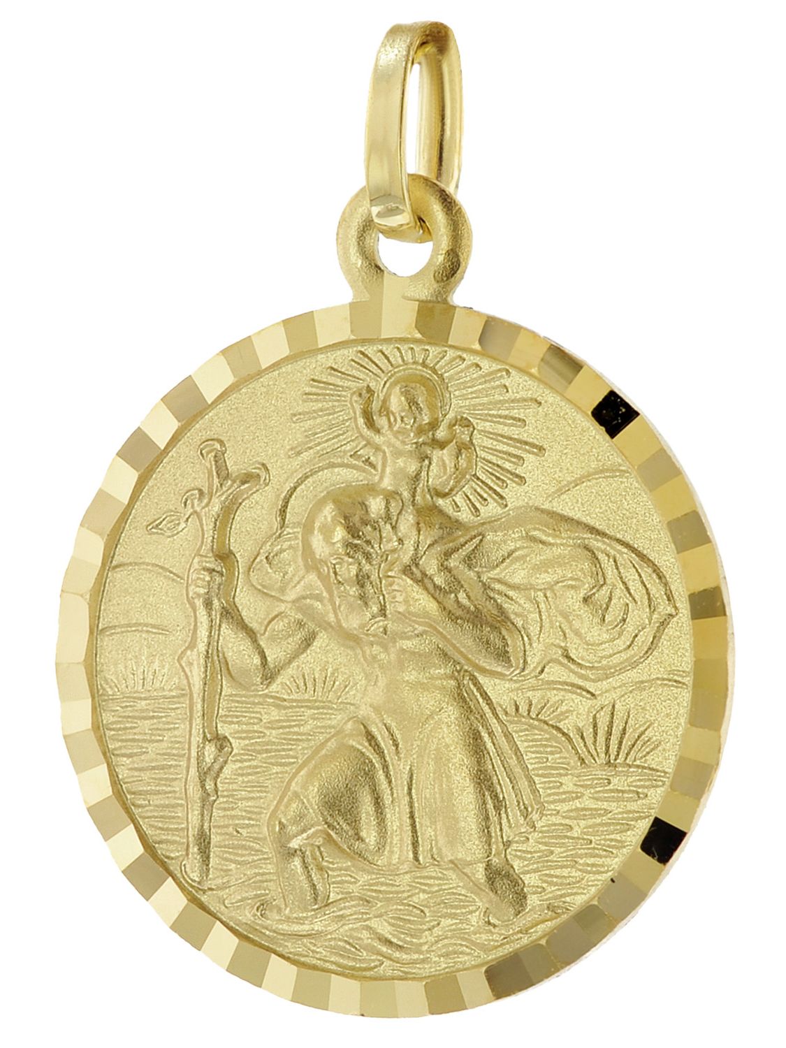 Anhänger Christophorus Gold 585 plastisch Gelbgold Jesus