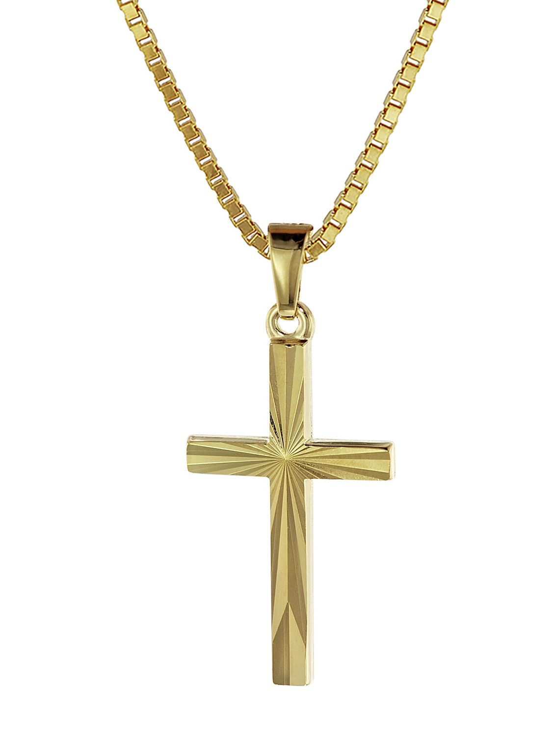 trendor Kreuz-Anhänger Gold goldplattierter Silberkette mit 333/8K 22 uhrcenter 08512 mm •