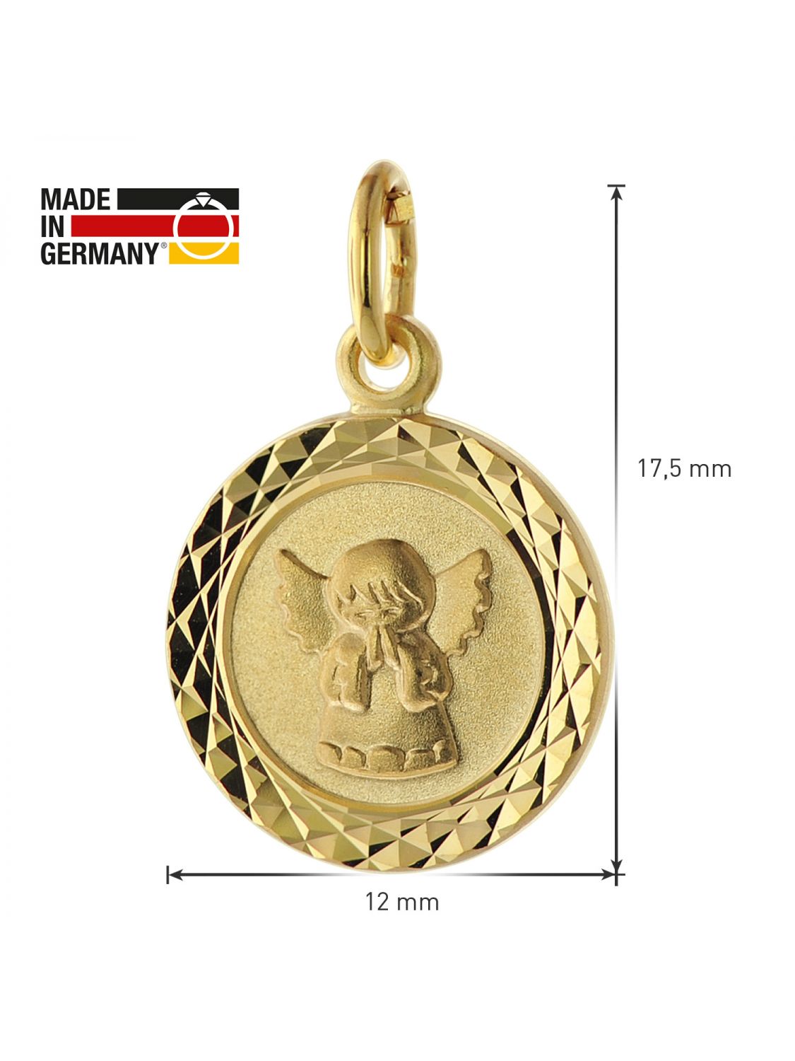 14 Karat Vergoldete Kette TRENDOR Schmuck Halskette für Kinder Engel Gold 585 