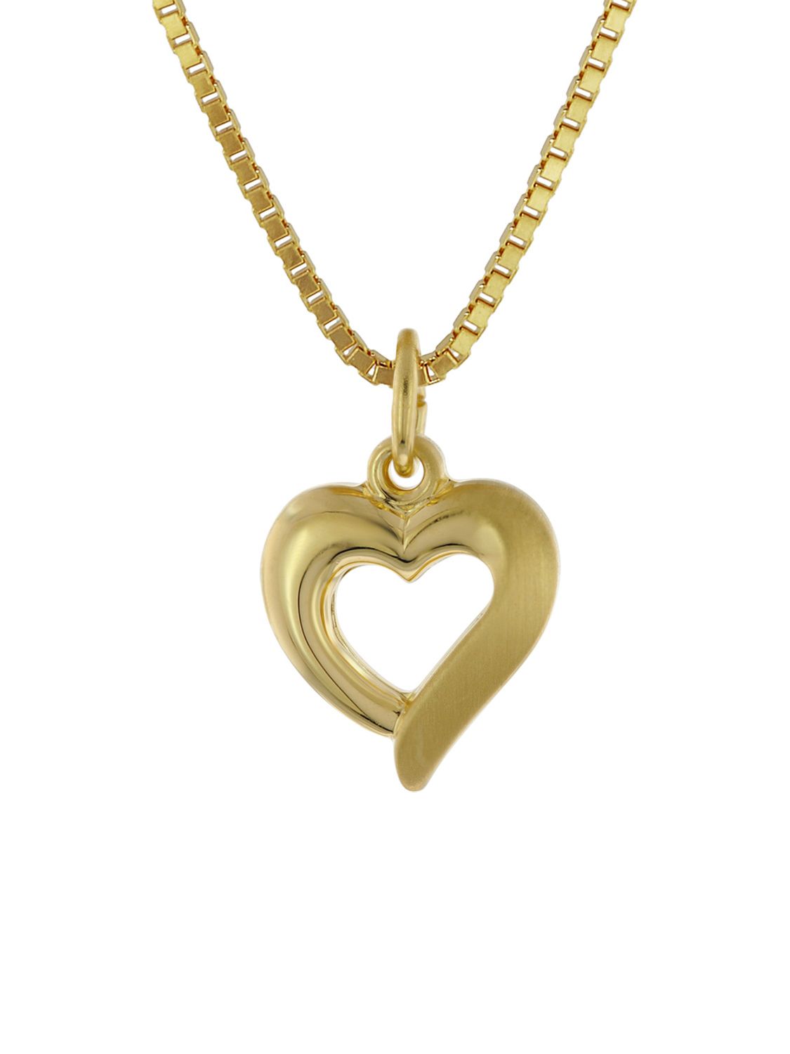 Herz in Herz Mädchen und Frauen Anhänger Gold 333 mit Silber 925 Kette 42-40 cm 